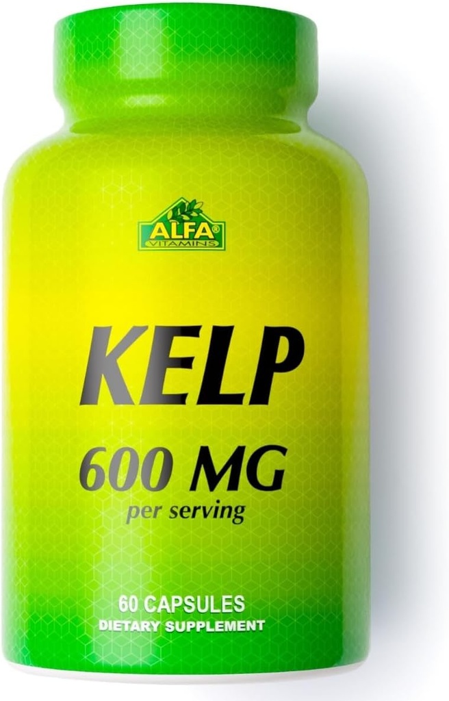 ALFA VITAMINS Kelp Supplement, 600mg af naturlige Seaweed Kelp (Ascophyllum Nodosum), Rig i jod & Fucoidan, understøtter Thyroid & Metabolic Funktion, Daglige Vitaminer for Wellness, Ikke GMO, 90 tabletter