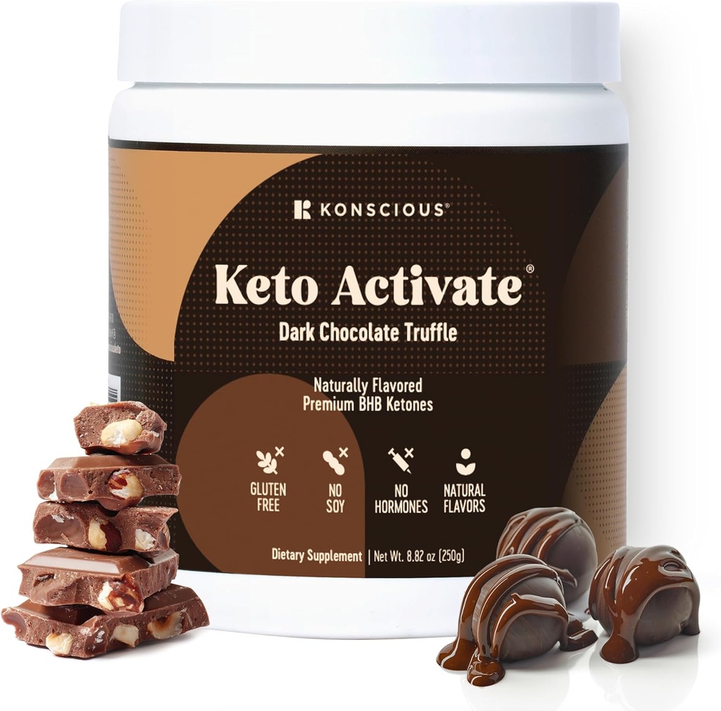Mørk chokolade trøffel eksogene ketoner drik: Ren Keto Ryst pulver med chokolade Ketoner • 124; Jumpstart Ketosis & Boost Energy med naturlige Ketoner Kosttilskud af Konscious Keto