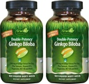 Irwin Naturals Double- Potency Ginkgo Biloba - 60 Liquid Soft- Gels - Brain, Focus & Circulation Support - 2 Pack