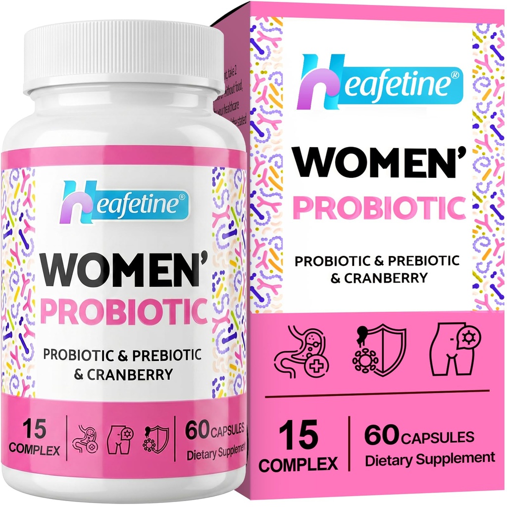 Vaginal Probiotika for kvinder, 300 Millioner CFU 'er Probiotika for kvinder, 15-in-1 Kvinder Probiotika & Prebiotika, for Vaginal, Urinære Tract, PH Balance, Immun, fordøjelsesbesvær & Gut, Bloating Health, 60 Caps
