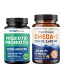 Omega 3 Fish Oil and Probiotic Capsules Measures 124; Triple Strength EPA & DHA med Probiotic Gut Health & immunsupport Supplement