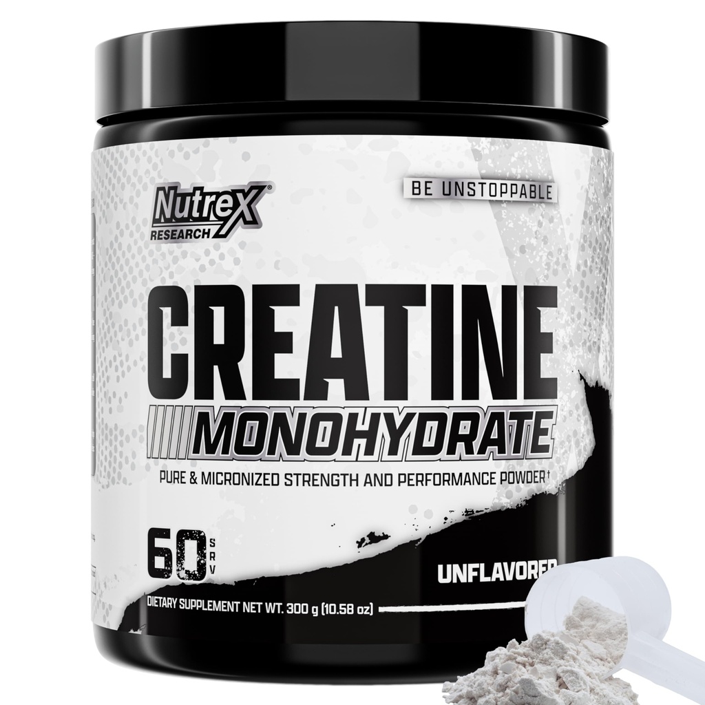Nutrex Forskning Creatinin monohydrat pulver 60 Servings Charles 124; Unflavored 5G Mikroniseret Creatin pulver