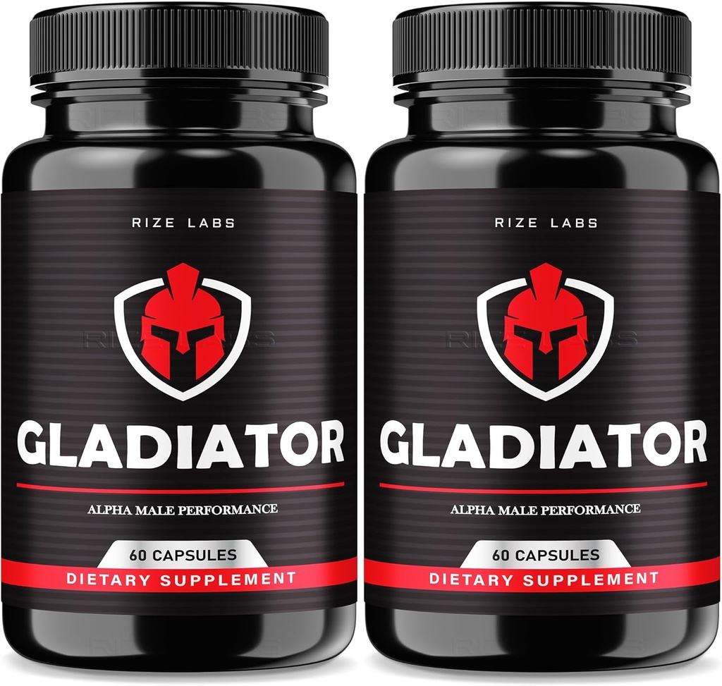rize labs - Gladiator Capsules - Performance Supplement for Men, Maximum Strength Support for Muscle Growth (120 Capsules)