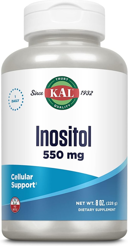 KAL Inositol Powder 550mg, Brain Health, Nervous System & Mood Support Supplement, Cellular Health Support, Enhanced Absorption Formula, Easy to Mix, Approx. 408 Servings, 8oz