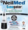NeilMed Sinugator Cordless Pulserende Nasal Irrigator (Dual Speed) med 30 Premixed Packets og 3 AA batterier - Sort (pakke med 1)