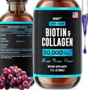HERBIFY Collagen og biotin flydende dråber - Hurtigere Absorption supplement til hårvækst og stærkere negle - Hår hud og negle Vitaminer for kvinder og mænd - B7 Supplement - Made in USA