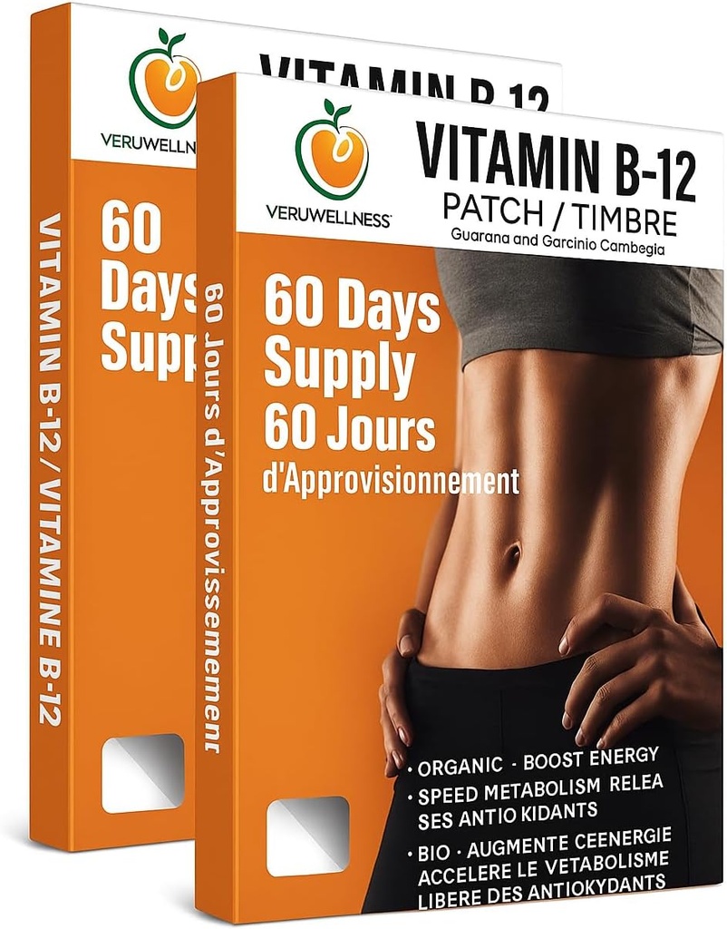 Veru Wellness B12 Patch - Energy Boost (2 - Pack) - 120 dag B12 Patch - Ingen koffein