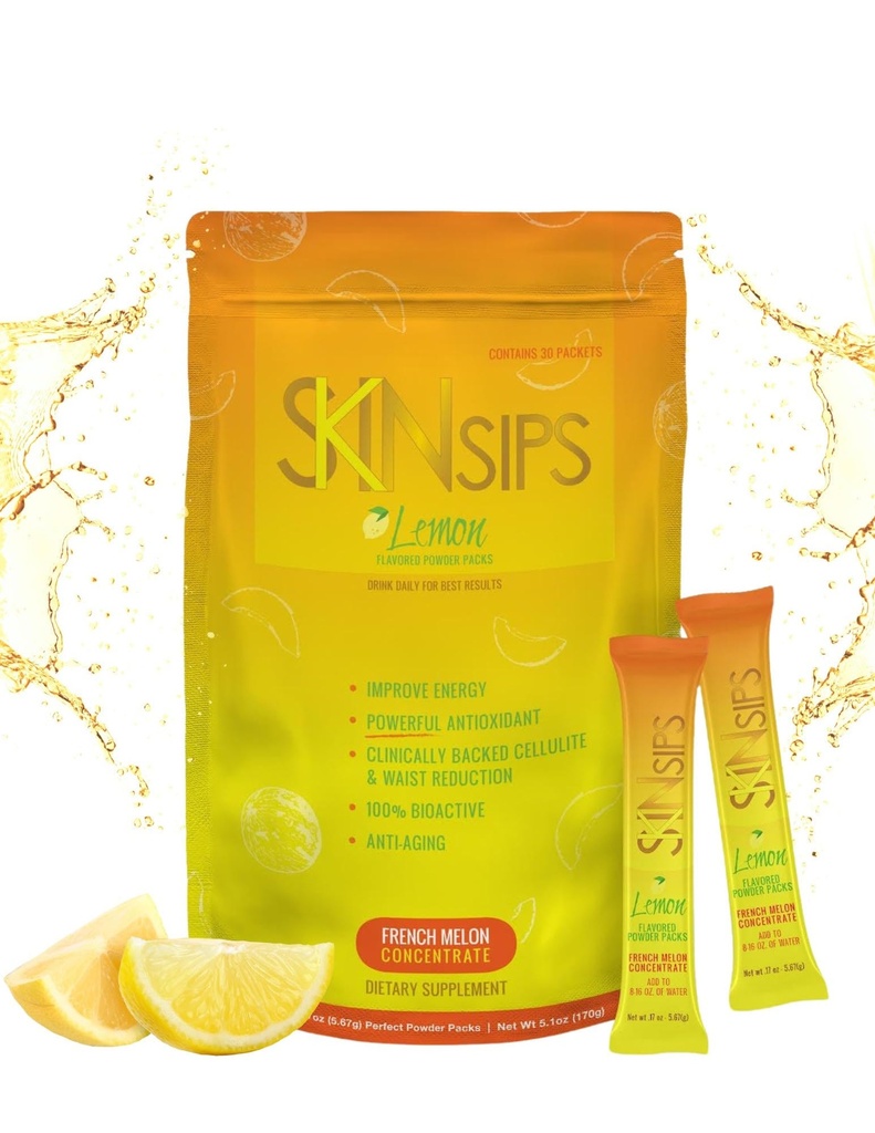 Hud Sundhed & Energi Boost Drikke Mix- Sugar Free, SECB (TM), Antioxidanter fra Fransk Melon Koncentrat, On the Go Stick Packs, Lemon, 30 Pack