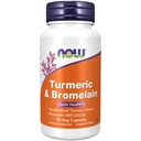 Now Foods Supplements, Gurkemeje & Bromelain (Standardized Gurkemeje) med Bromelain 2400 GDU / g, 90 Veg Kapsler