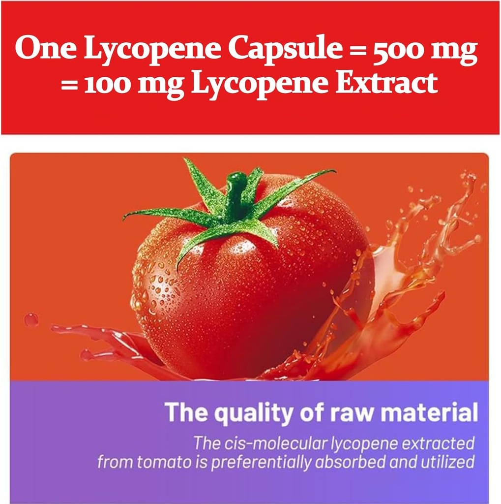 Lycopene kapsler - Natural Tomato Extract 100mg Organic Complex Formel Supplement - Gluten- Free, Non- GMO, 100 Softgels