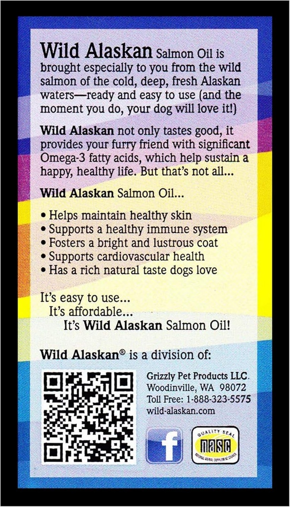 Wild Alaska Skin & Coat Salmon Oil Based Omega-3 tillæg til hunde, 16 fl.oz.