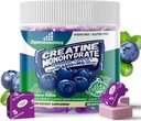 Creatin monohydrat Soft Chews Complex 6400mg for mænd og kvinder -Advanced Formel W / L- Taurine + Vitamin B12, Sukker Free Chewable Supplement, 60 Blueberry Softchews