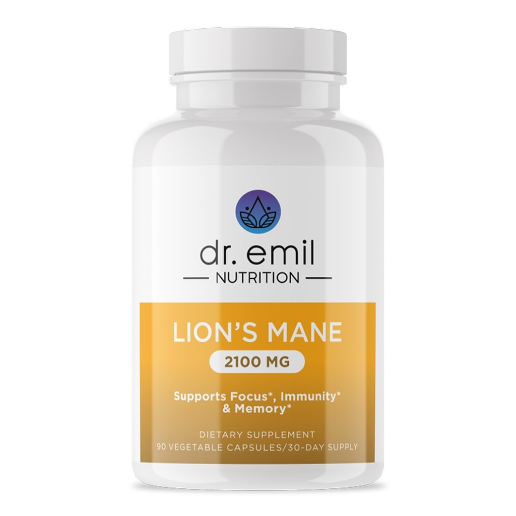 DR. EMIL NUTRITION 2100mg Organic Lions Mane Supplement Kapsler - Fokus, mental Clarity & Cognition - Nootrop Lions Mane Mushroom Supplement med Organic Lions Mane
