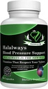 Halaltid blodtrykssupport Certificeret Halal supplement naturligt BP Support med hvidløg Bulb Powder, Hawthorn Berry, Green Tea Leaf & Hibiscus Vitaminer for sund hypertension (BP)