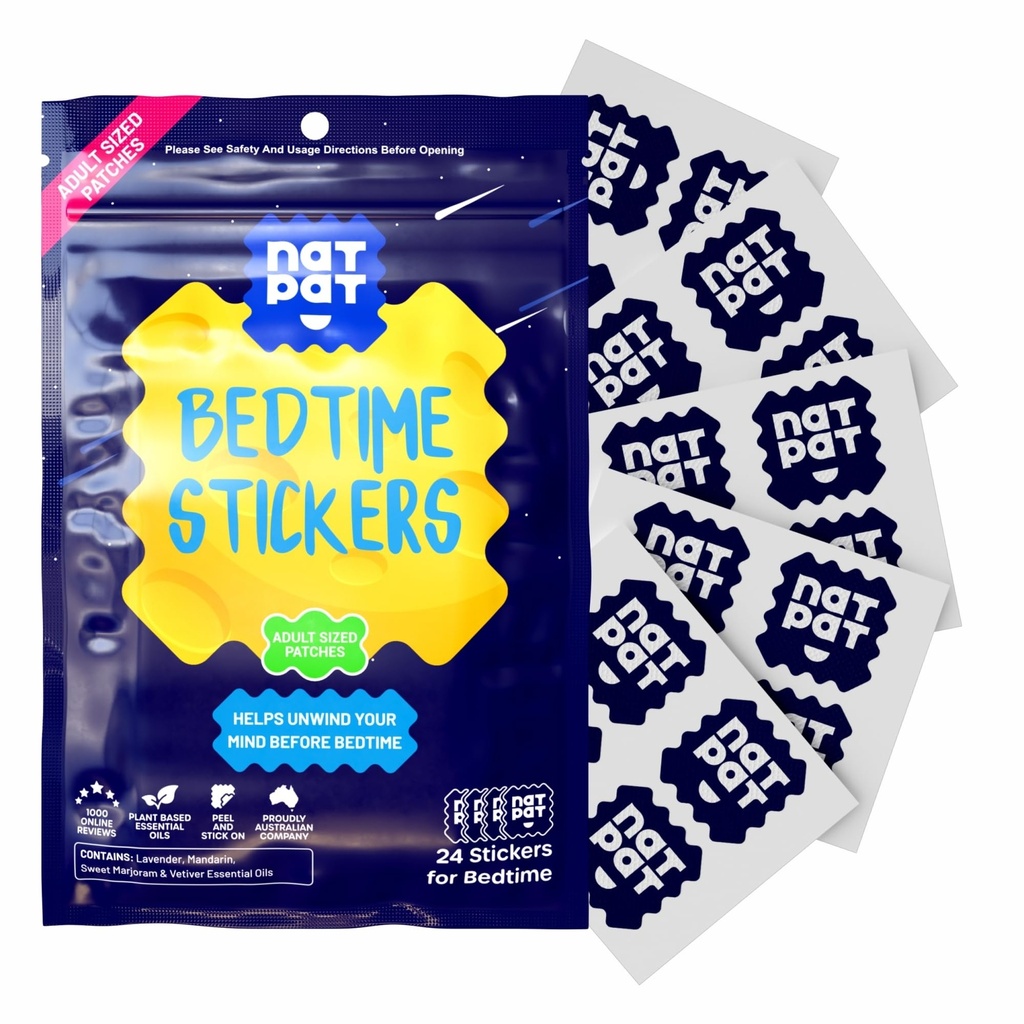 NATPAT Sleepy Patch Sleep Aid Patches - Afslappende Bedtime Stickers for voksne - Plant-Based Sleep Support - Drug & Melatonin Free Bedtime Stickers - 24 Greve