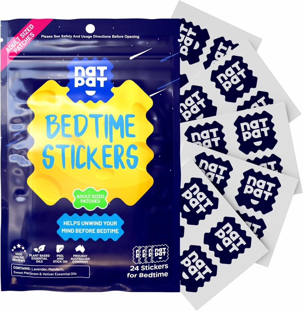 NATPAT Sleepy Patch Sleep Aid Patches - Afslappende Bedtime Stickers for voksne - Plant-Based Sleep Support - Drug & Melatonin Free Bedtime Stickers - 24 Greve