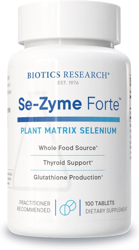 Biotics Research Se- Zyme Forte ™ - Whole Food Selenium Source, Thyroid Gland Function, DNA Production, Kognitiv Health, Potent Antioxidant, 100 tabletter