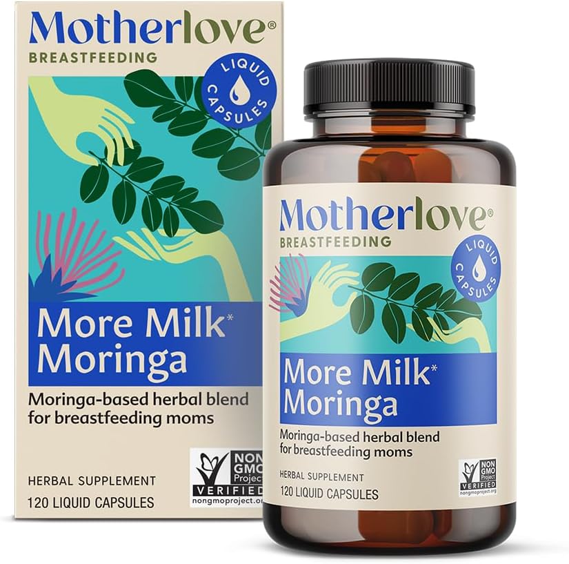 Motherlove More Milk Moringa (120 Capsule Værdi Størrelse) Moringabaseret Amning supplement til støtte Breast Milk Supply - Ikke-GMO, Økologiske urter, Vegan, Kosher