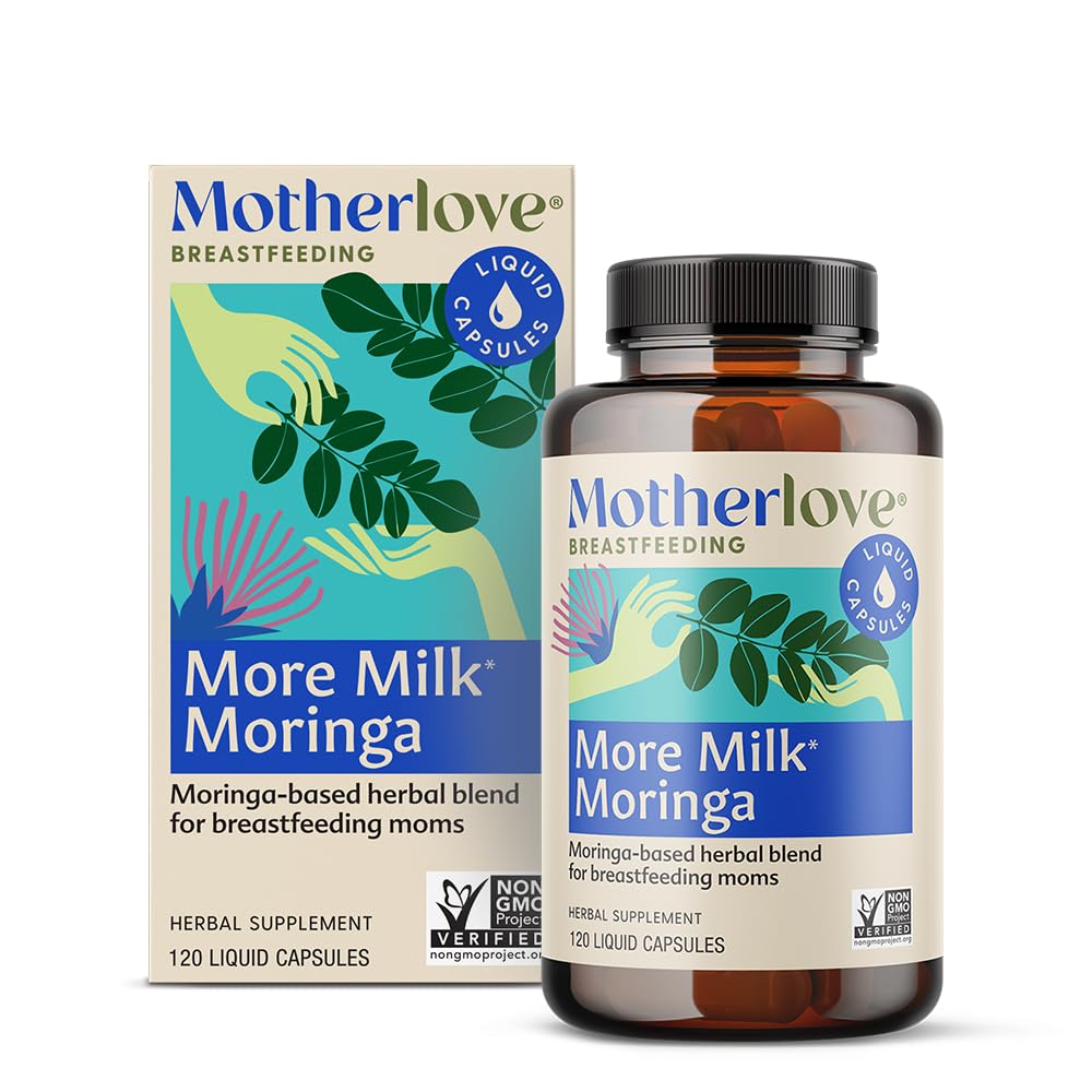 Motherlove More Milk Moringa (120 Capsule Værdi Størrelse) Moringabaseret Amning supplement til støtte Breast Milk Supply - Ikke-GMO, Økologiske urter, Vegan, Kosher