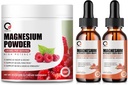 Magnesium Glycinat Drops & 680mg Magnesium Glycinat Complex pulver til mænd og kvinder, Support Energy, Night, Muscle & fælles funktion, Non- GMO, Vegan