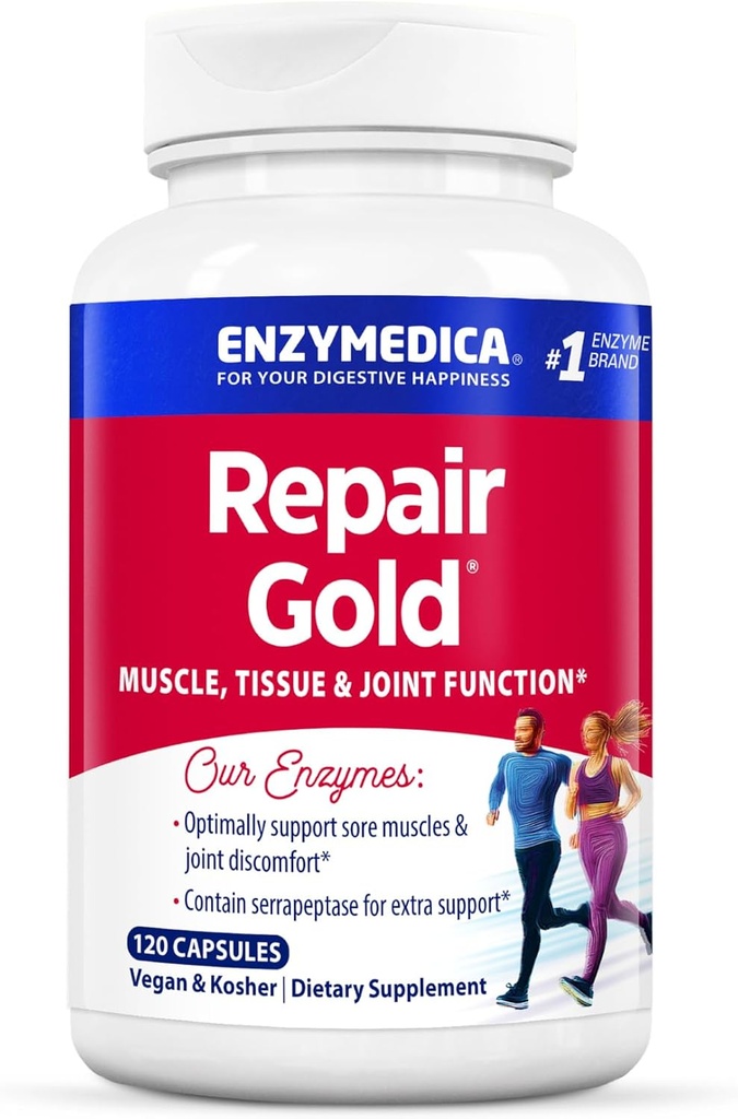 Enzymedica, Repair Gold, Proteolytic Enzymes, Joint Support Supplement, with Serrapeptase, 120 Count