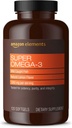 Elementer Super Omega-3, EPA & DHA Omega-3 fedtsyrer (1280 mg per servering, 2 Softgel), Natural Lemon Flavor, 120 Count (Emballage kan variere)