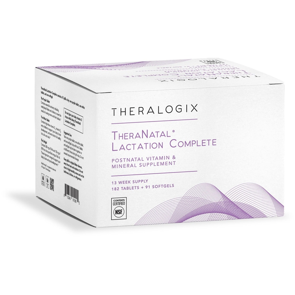 Theralogix TheraNatal Amning Komplet postnatal vitamin supplement - 13 - Uge Supply - Amning Supplement for kvinder - NSF Certificeret - 182 tabletter & 91 Softgels