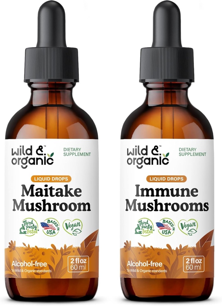 Wild & Organic Maitake Mushroom Tinktur 2 fl oz & immun Svampe Tinktur 2 fl oz