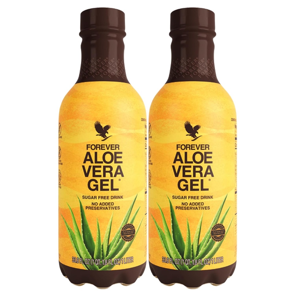 Forever Living - Forever Aloe Vera Gel - 99.7% Pure Inner Leaf Aloe Vera Juice - Preservative-Free - 33.8 fl oz (Pack of 2)
