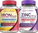 Lægens opskrifter Jern og zink bundle - Energi, blodstøtte, immunforsvar for mænd og kvinder, høj absorption, non-GMO