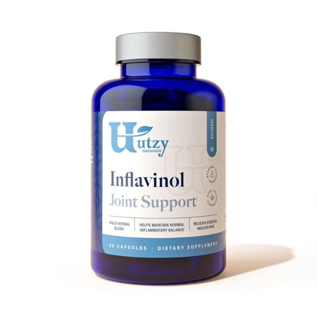 Utzy Naturals Inflavinol Mex124; Joint Support Mex124; with Ginger, Devils Claw (med harpagosider), Boswellia serrata (som Casperome ®), & Rosemary (som AquaROX ®) Mex124; Flavonoid Blend Mex124; 60 Kapsler