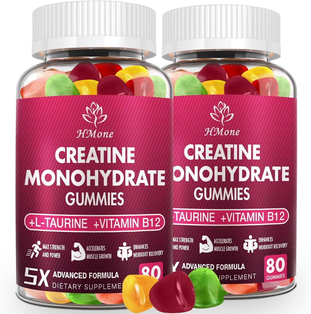 Creatin monohydrat Gummies - 5g for mænd og kvinder, 160 Grev og Creatin Chewable Kosttilskud til muskel Gain, muskel styrke, energi boost, og muskel Builder, sukker fri, Vegan