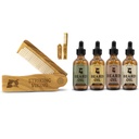 Beard Folding Wooden Comb and 4 Pack Beard Oil til mænd - Af Striking vikinger