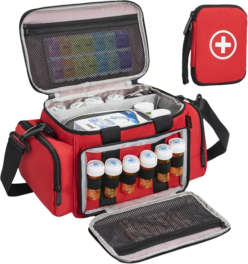 Medicinske opbevaring taske, Pill flaske Organizer med transportabel lille Pouch, Medicin flaske Organizer tomme med skulderrem til Home Storage og Rejser