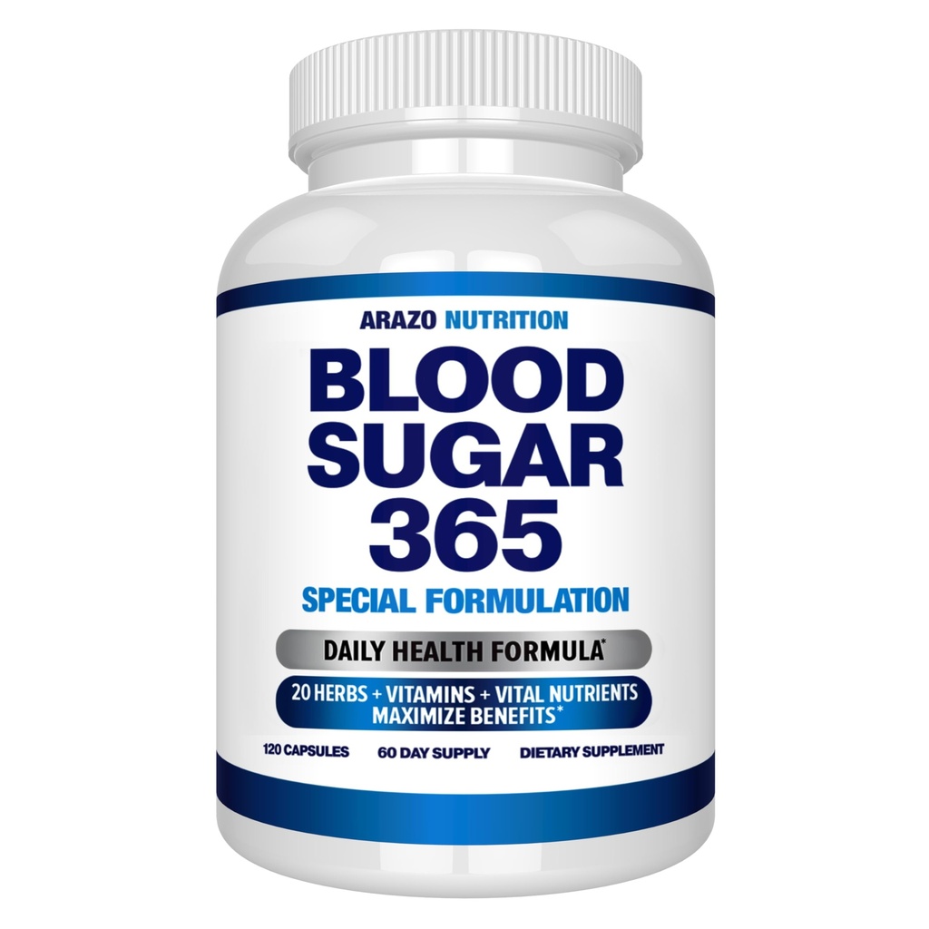 Arazo Nutrition Blood Sugar 365 Supplement - Understøtter sunde energiniveauer - 120 Urtepiller - 60 dages forsyning