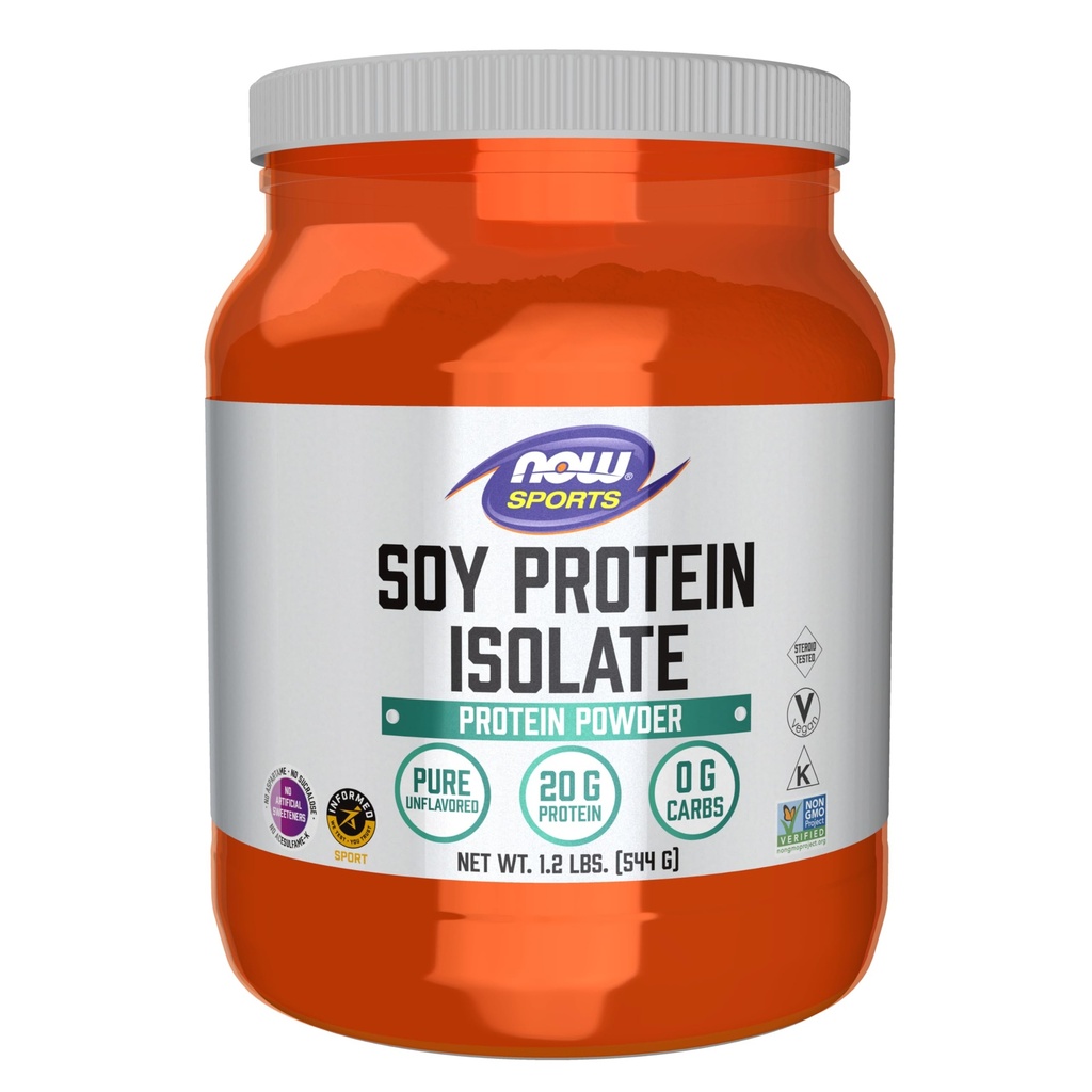Now Foods Sports Nutrition, Soy Protein Isolate 20 G, 0 Carbs, Unflavored Powder, 1.2 -Pound