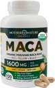 Moder Nature Organic Maca Root Kapsler - 1600mg, 120 Veganske Kapsler - Ikke GMO peruvian gul, rød & sort Maca til mænd og kvinder - Energi, Hormone, Brain & Vægt Well- At være