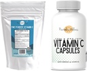 Bundle; fint pulver C-vitamin, 454 Servering, og C-vitamin kapsler, 200 kapsler