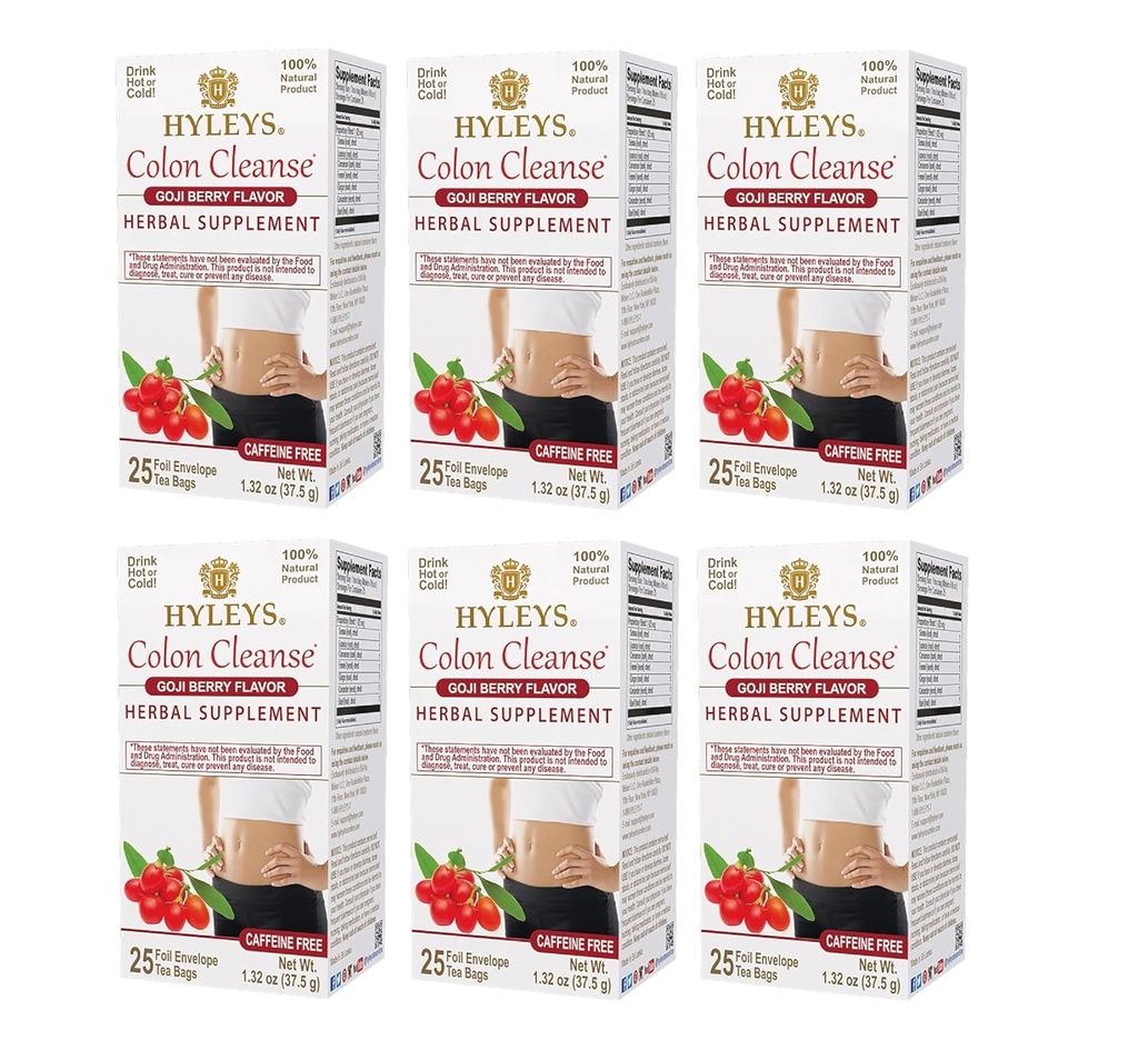 Hyleys Colon Cleanse Tea Goji Berry Flavor (6 Pack - 150 Tea Bags Total)