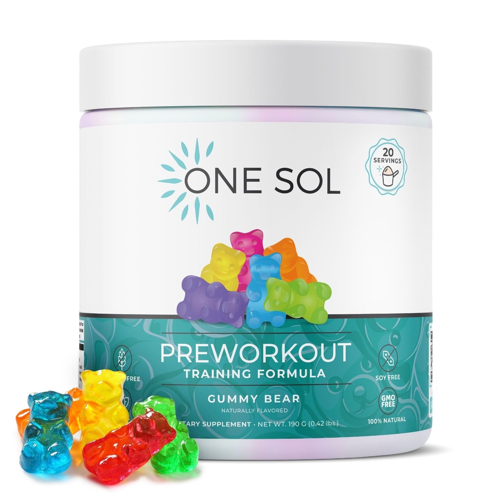 En Sol Pre-workout for kvinder, Forbedret Pump & Fokus, Ingen Jitters eller Crash, Naturlige Ingredienser, 100% Vegan, Gluten Free & Soy Free, (Gummy Bear)