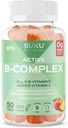 SUKU Vitamin B Complex Gummies med C-vitamin - Sugar Free Vegan 8 B Vitamin Complex Gummy Supplement Øger celleudvikling, Forbedrer Metabolisme & Collagen Formation, Peach Flavour (50 Gummies)