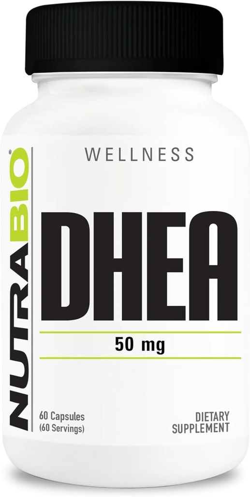 NutraBio DHEA Supplement- for Men and Women- DHEA (50 mg) 60 Kapsler