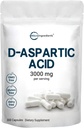 Micro Ingredients D- Aspartic Acid 3,000mg Per Serving, 300 Kapsler Note 124; Pure DAA for Energy, Testosteron & Performance Support