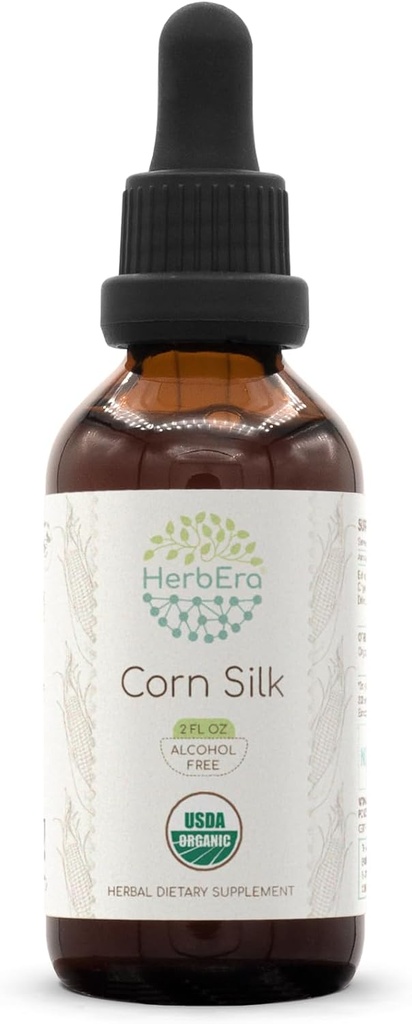 HerbEra Corn Silk B60 Alcohol-Free Herbal Extract USDA Organic Tincture, Concentrated Liquid Drops Natural Corn Silk (Zea Mays) (2 fl oz)