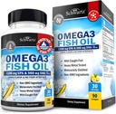 Triple Strength Omega 3 Fish Oil 3000mg - High Potency Omega 3 Supplement for kvinder og mænd, Burpless Lemon Flavor Fish Oil - 2250mg essentielle fedtsyrer med DHA & EPA, Wild Caught, 90 Softgels