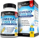 Triple Strength Omega 3 Fish Oil Supplement - 2250mg EPA DHA Omega 3 Fedtsyrer fra Fresh Wild Caught Fish, Burpless Lemon Flavor Formel Understøtter Eye Health og mere, Gluten Free, 90 Softgels