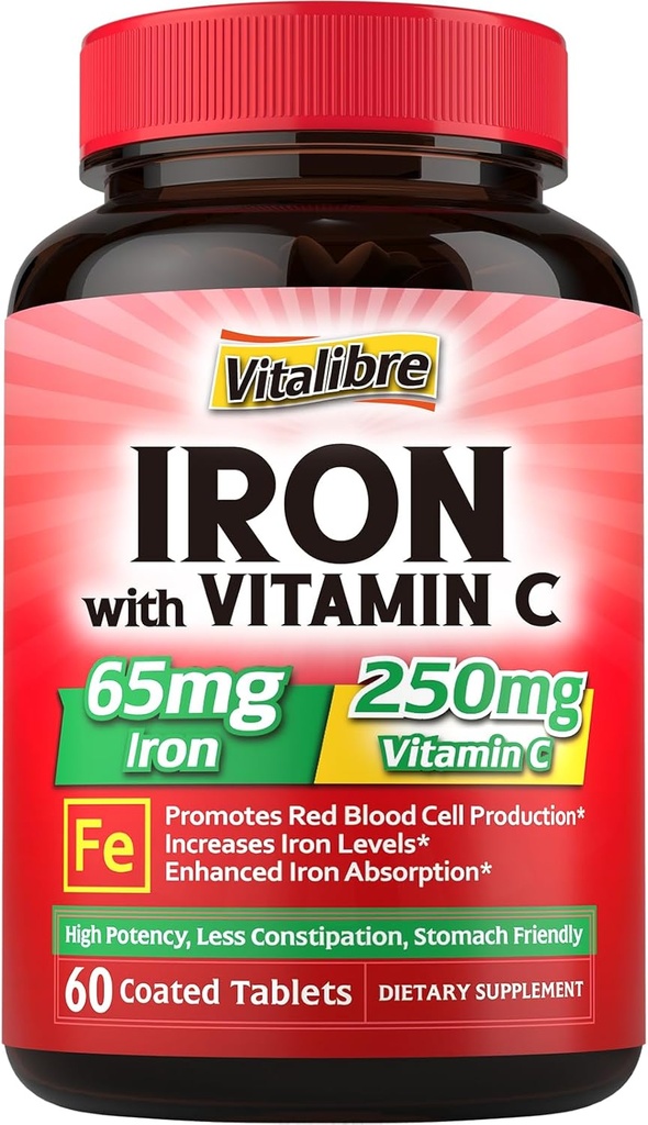 Jerntilskud med vitaminer C for jernmangel & Magnesiumkompleks 10 i 1 for Magnesiummangel