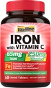 Jerntilskud med vitaminer C for jernmangel & Magnesiumkompleks 10 i 1 for Magnesiummangel