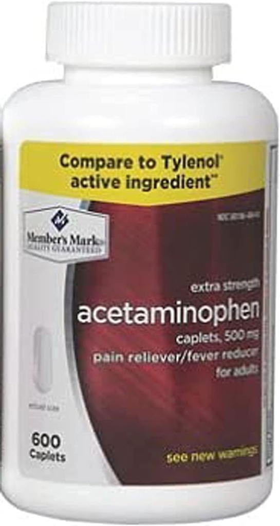 Acetaminophen Generisk 500 mg ekstra styrke - 600 kapsler