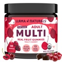 Llama Naturals Multivitamin for kvinder og mænd, Vegansk, Økologisk Gummier med D-vitamin, C og K, Voksne Real Fruit Gummy Vitaminer, Chewable Multivitamin Supplement, Ingen Tilføjet sukkerrør, Cherry, 120 Ct